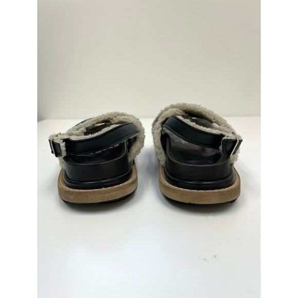 ALOHAS Marshmallow Black Leather Shearling Sling-Back Criss-Cross Sandal 39/US8 - Picture 4 of 12